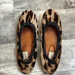 LANVIN Leopard Print Calf Hair Ballet Flats